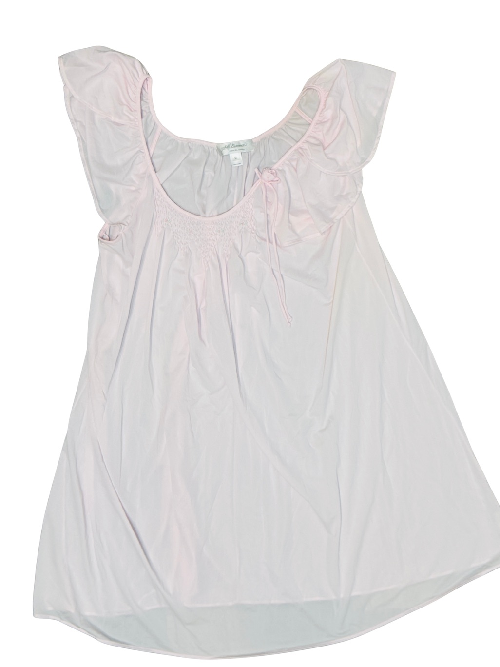 Miss Elaine Light Pink Flutter Sleeve Nightgown W/ Little Pink Rose Bow Detail
